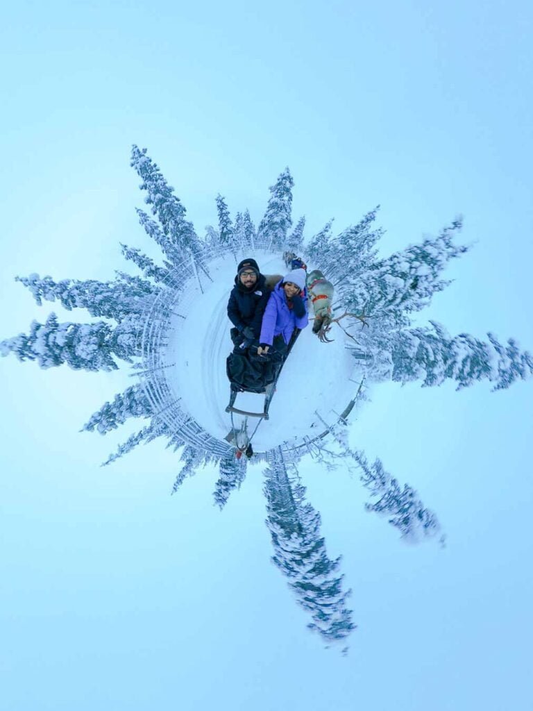 Reindeer ride in Finland with insta 360