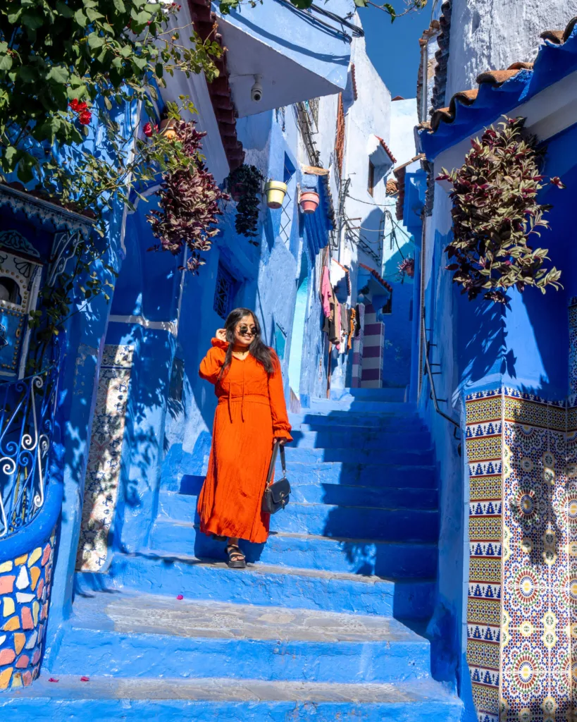 Blue streets of Chefchaouen on a day trip from Fez
